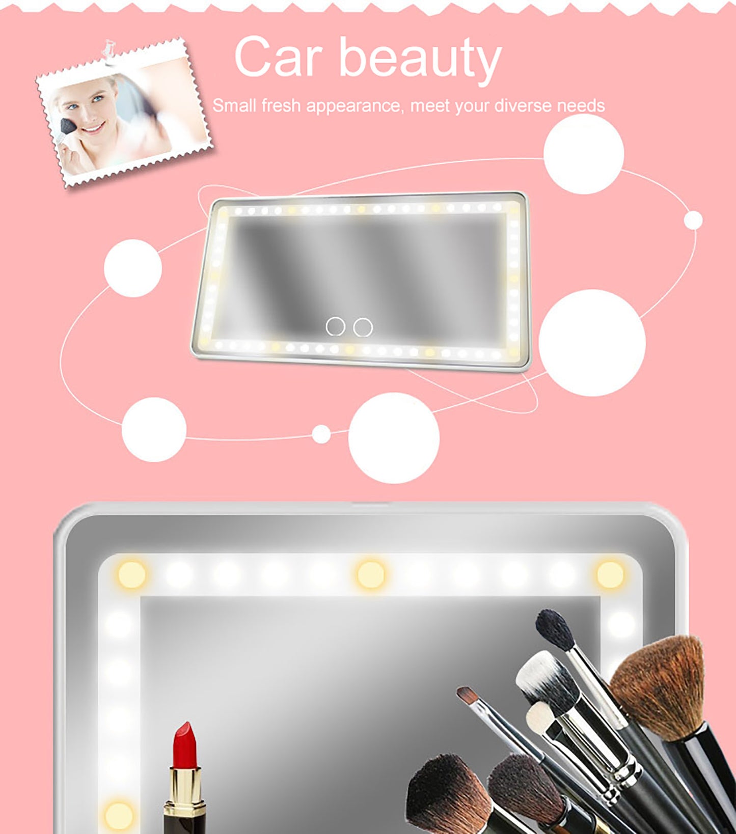 Universal Car Sun Visor Mirror LED Makeup Mirror Touch  Makeup Mirror